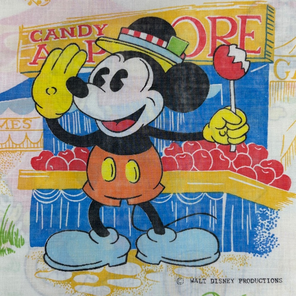 Vintage Disney Pacific Bunk Twin Flat Sheet Mickey Minnie Donald Goofy Carnival